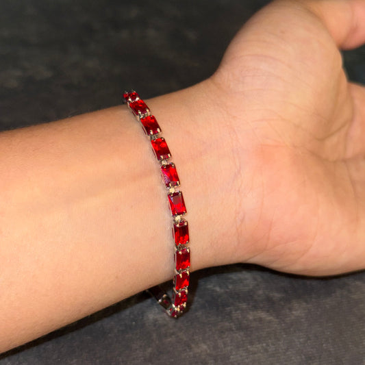 Crimson Horizon Baguette Tennis Bracelet
