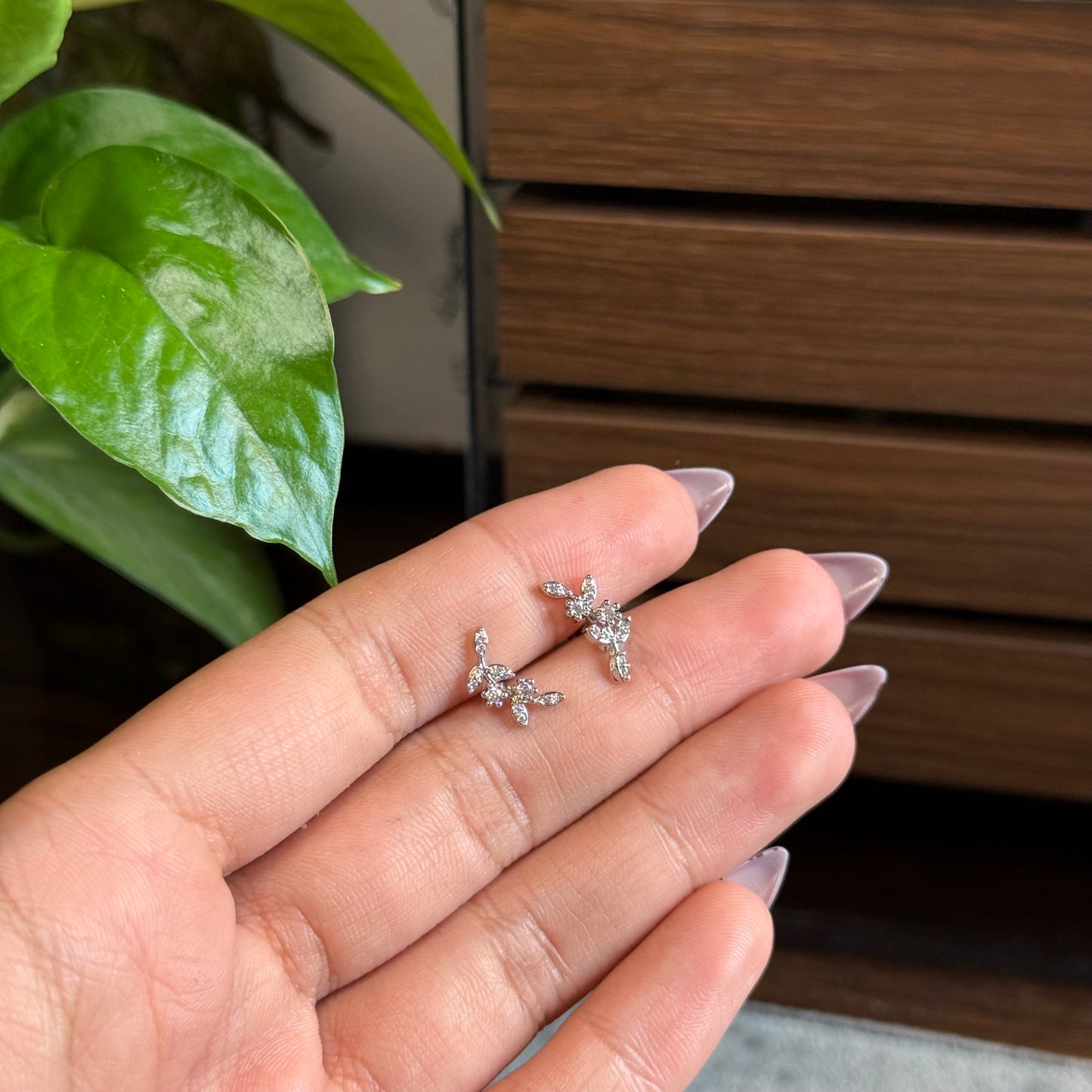 Don't Leaf Me Ball-Back Studs (Silver)