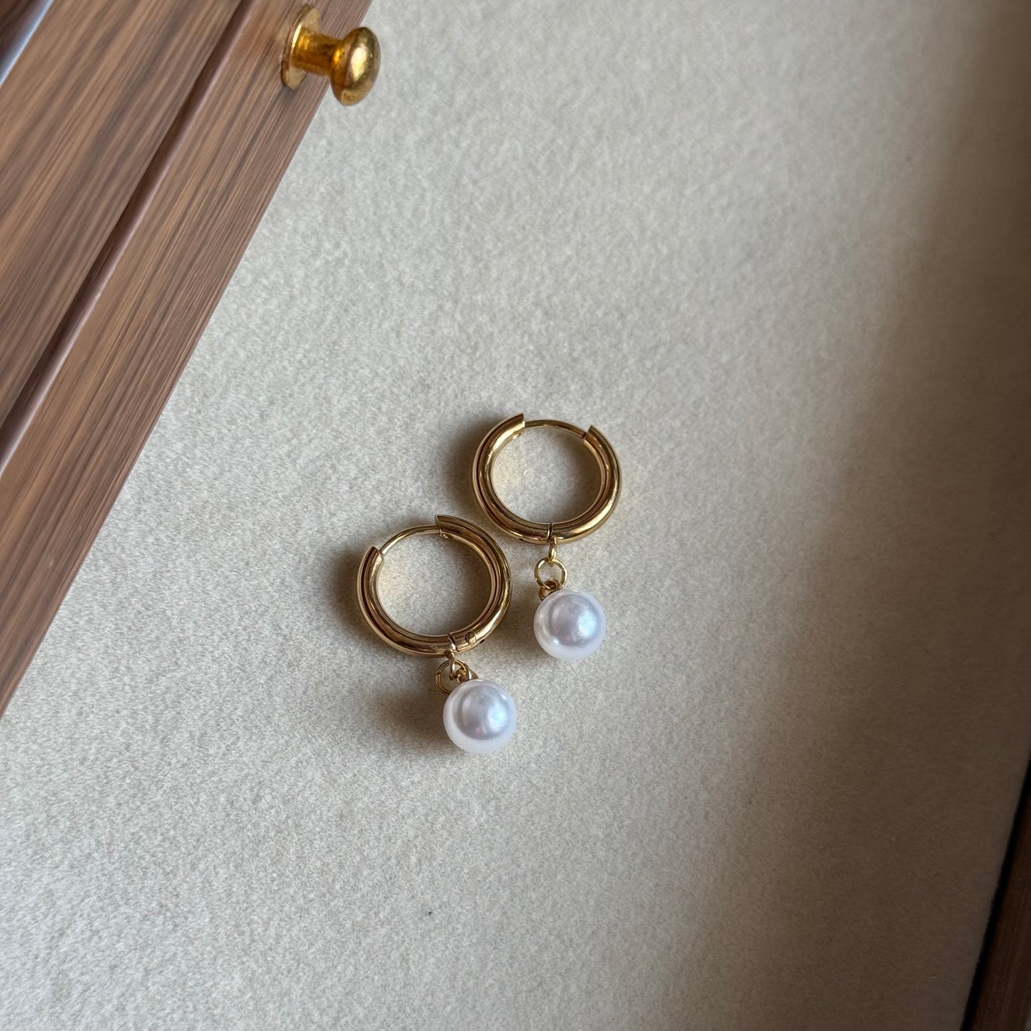 Pearl Drop Hoops