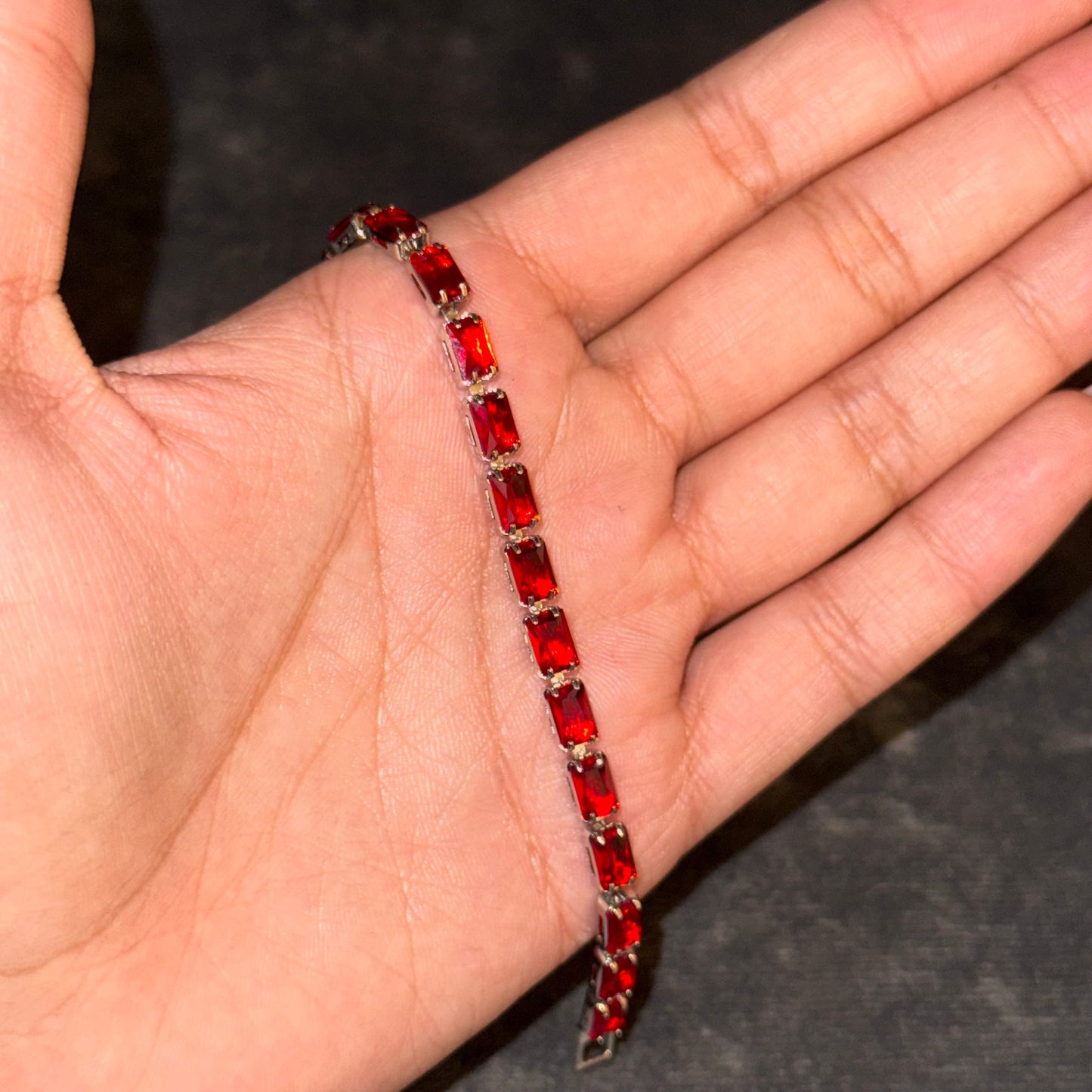 Crimson Horizon Baguette Tennis Bracelet