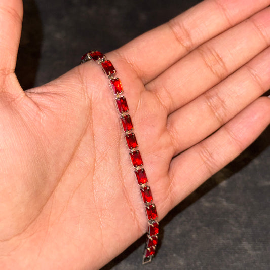 Crimson Horizon Baguette Tennis Bracelet