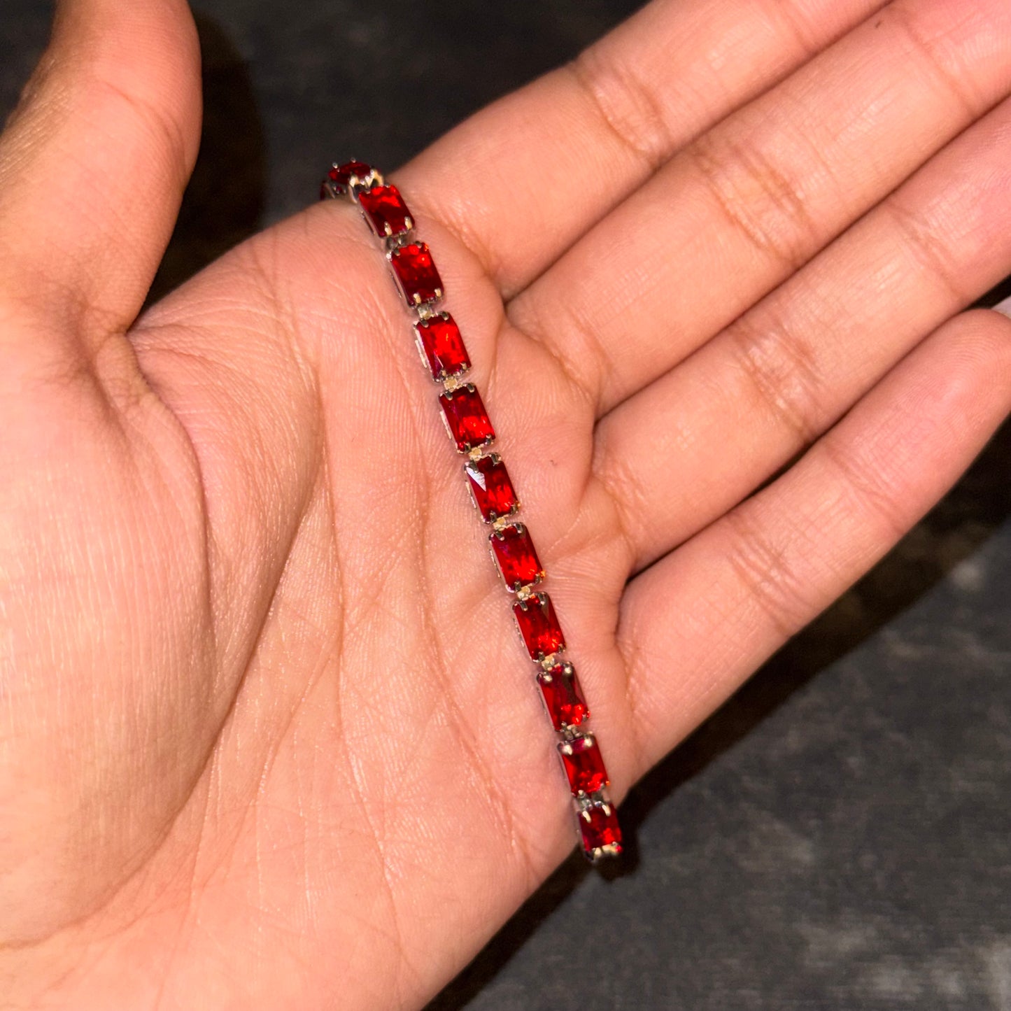 Crimson Horizon Baguette Tennis Bracelet