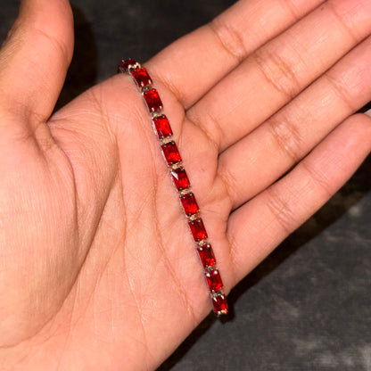 Crimson Horizon Baguette Tennis Bracelet