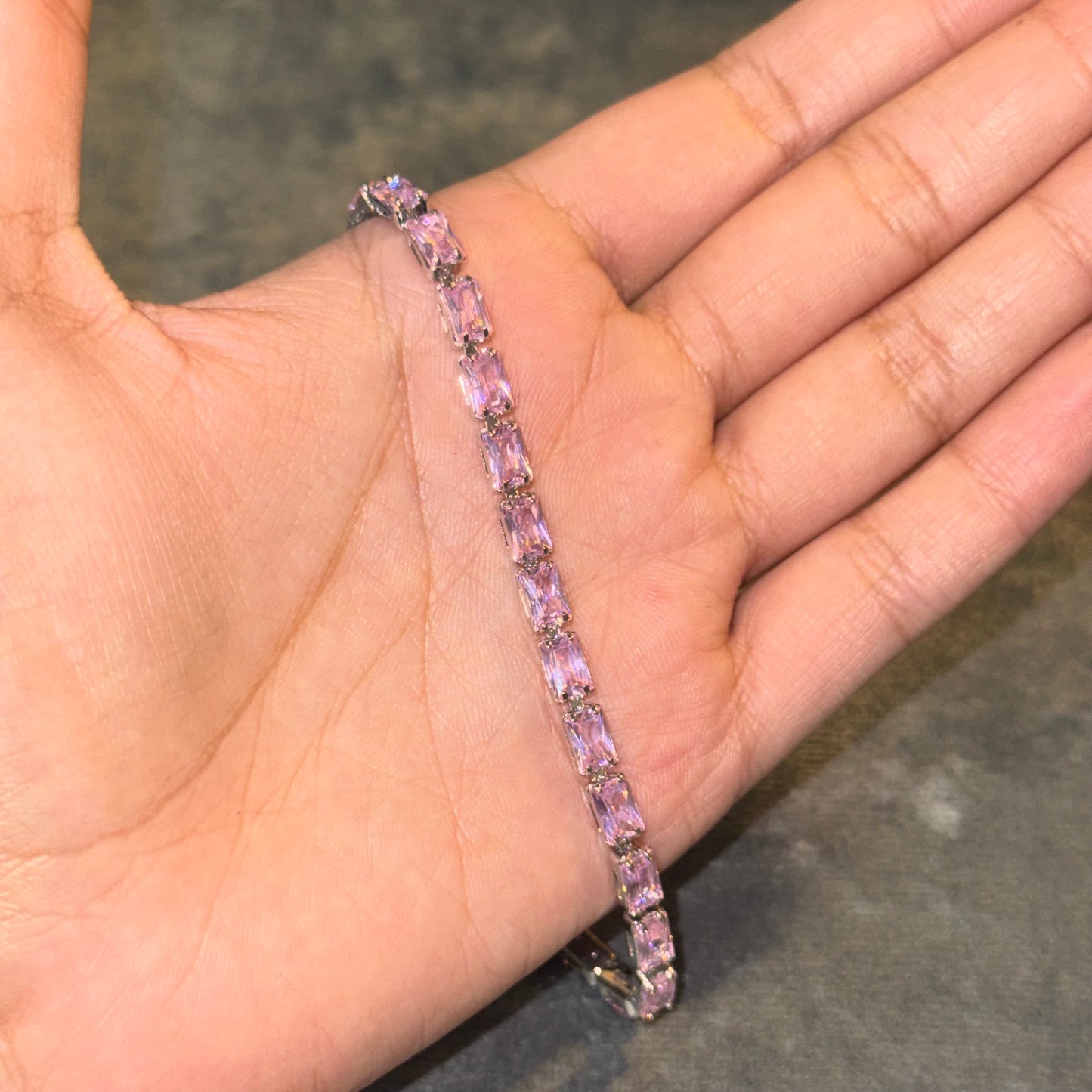 Pink Satin Horizon Tennis Bracelet