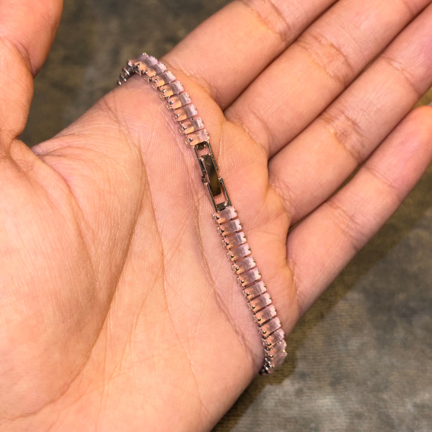 Pink Rosé Baguette Tennis Bracelet