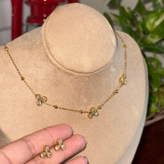 Pure Clover Necklace + Earring Set