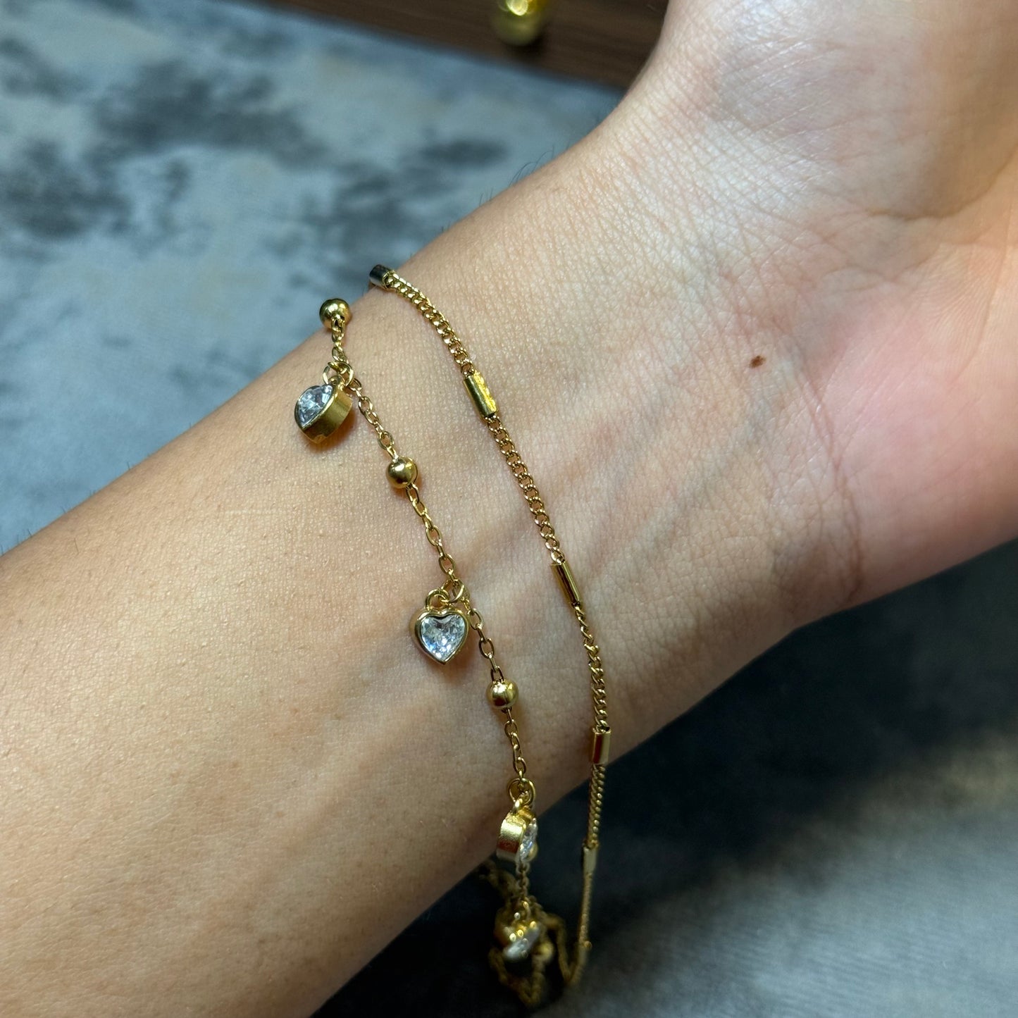 Cherished Heart Layered Chain Bracelet