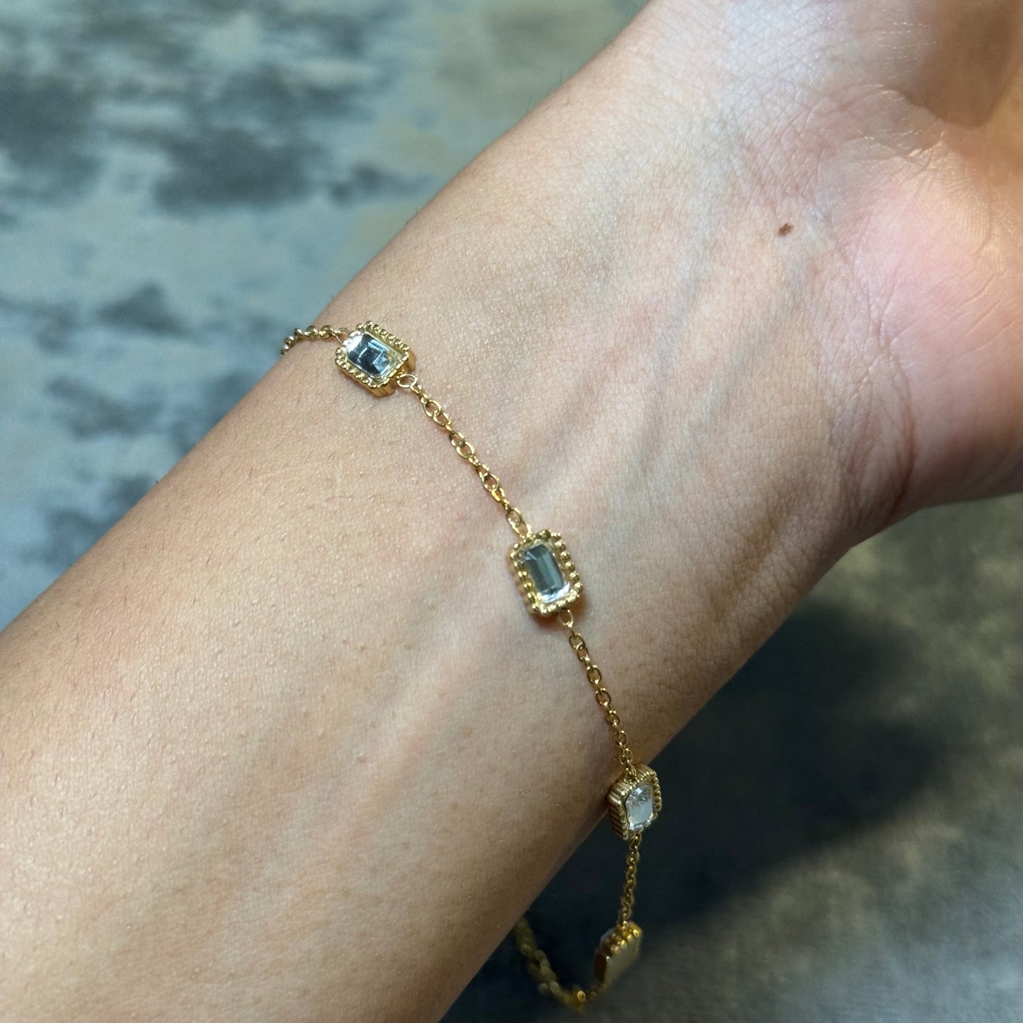 Chained Baguette Station Bracelet