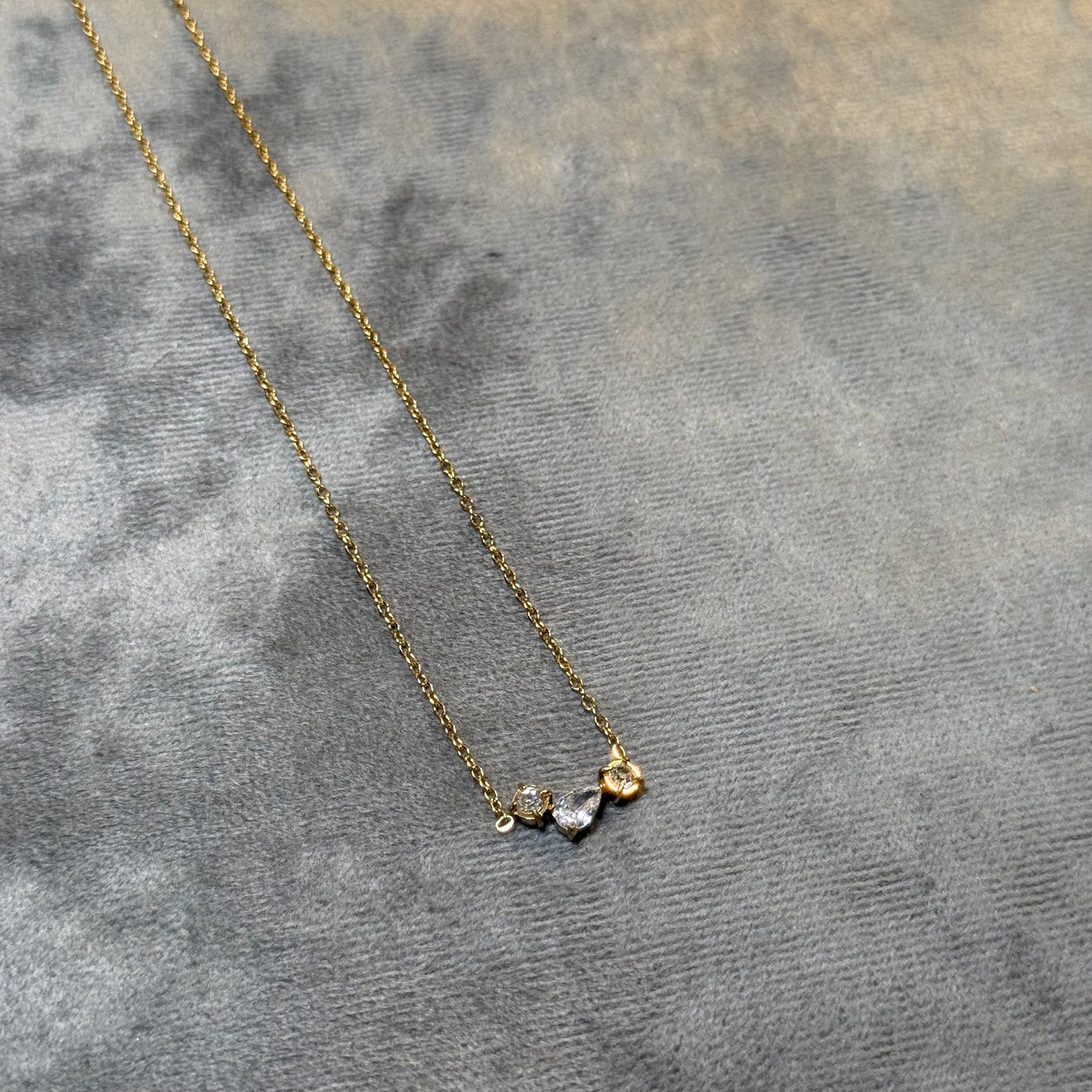 Offset Gem Drop Necklace