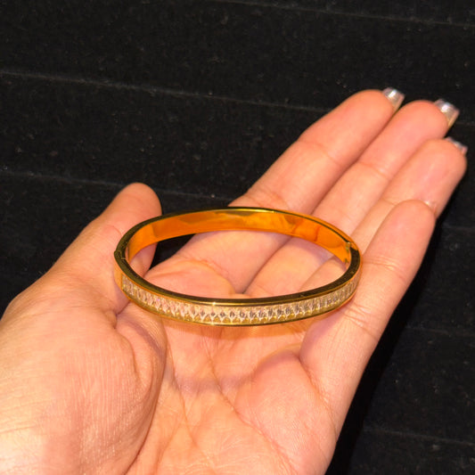 White Studded Caroline Bangle (Thin Wrist)