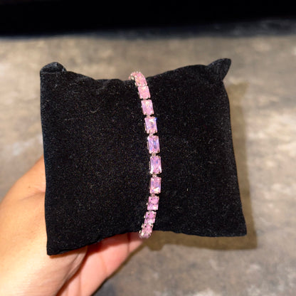 Pink Satin Horizon Tennis Bracelet