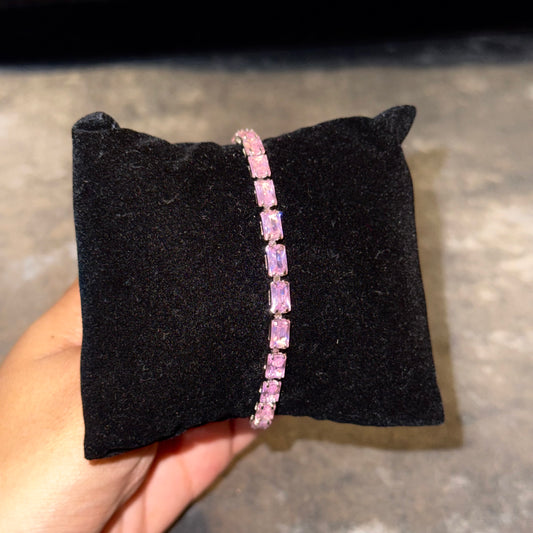 Pink Satin Horizon Tennis Bracelet