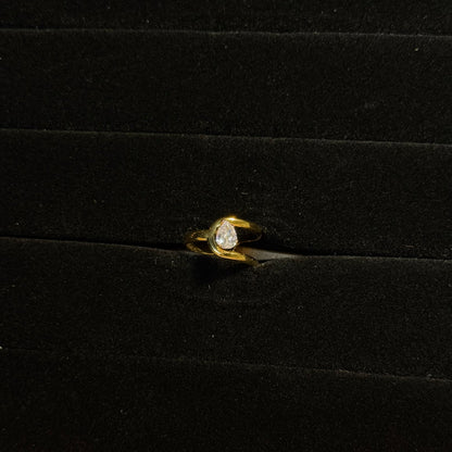Pear Asymmetrical Band Solitaire Ring HOUSE OF LAILA