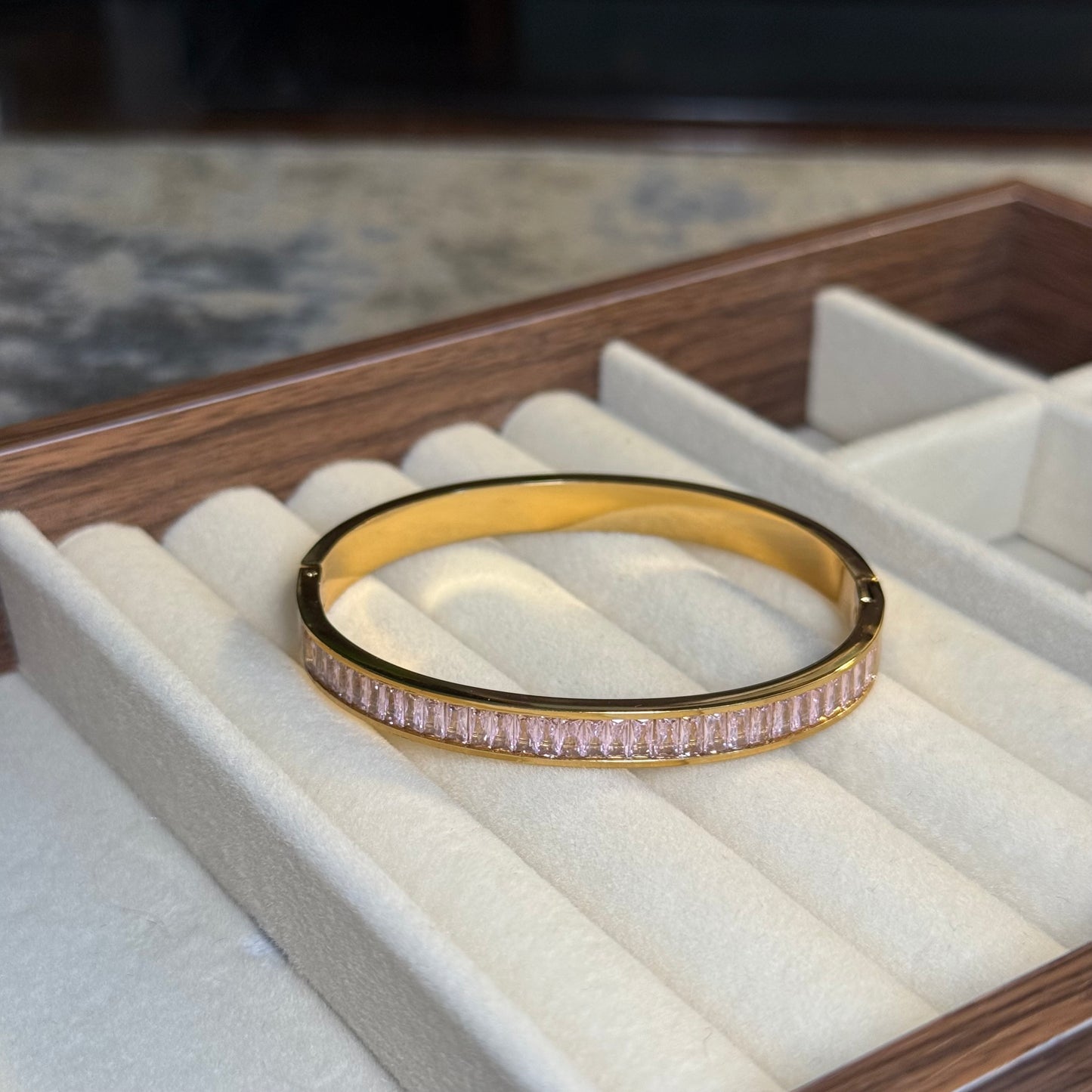 Blush Pink Line Bangle (Thin Wrist)