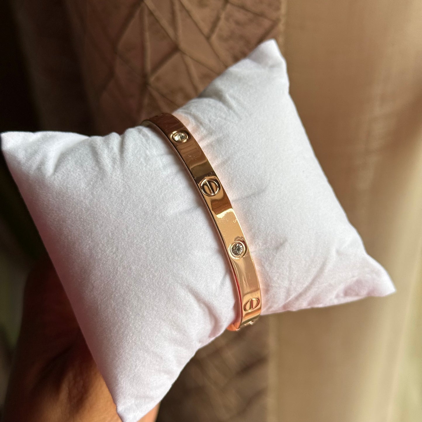 Classic Rose Gold Studded Bangle (Thin Wrist)