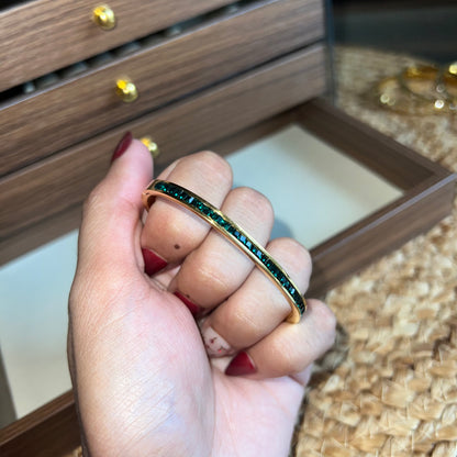 Emerald Line Bangle (Thin Wrist)