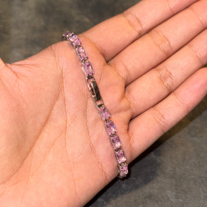 Pink Satin Horizon Tennis Bracelet