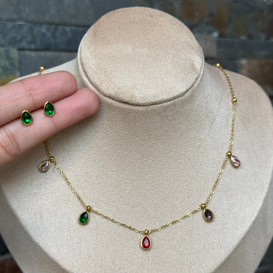 Spectrum Drop Necklace + Earring Set