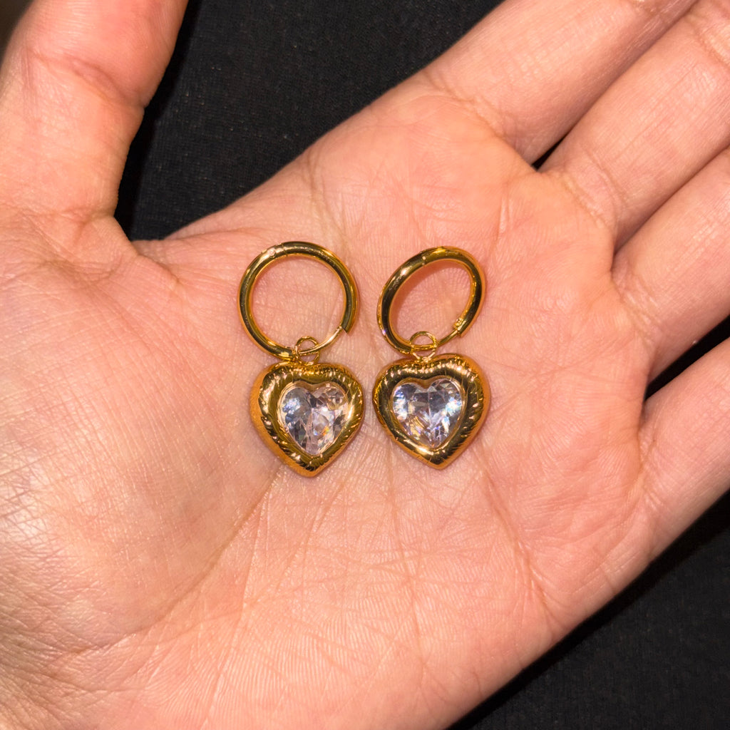 Sabrina Crystal Heart Hoops