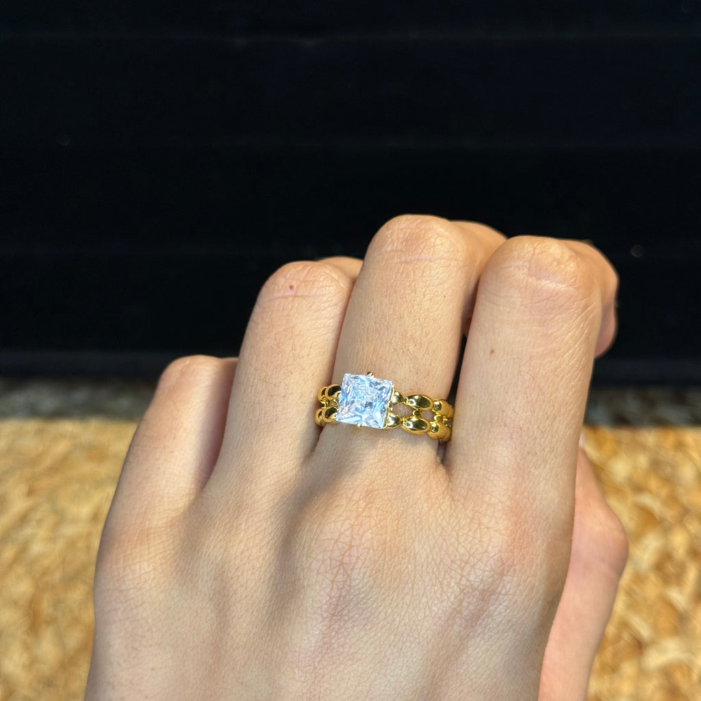 Princess Bubble Band Solitaire Ring HOUSE OF LAILA