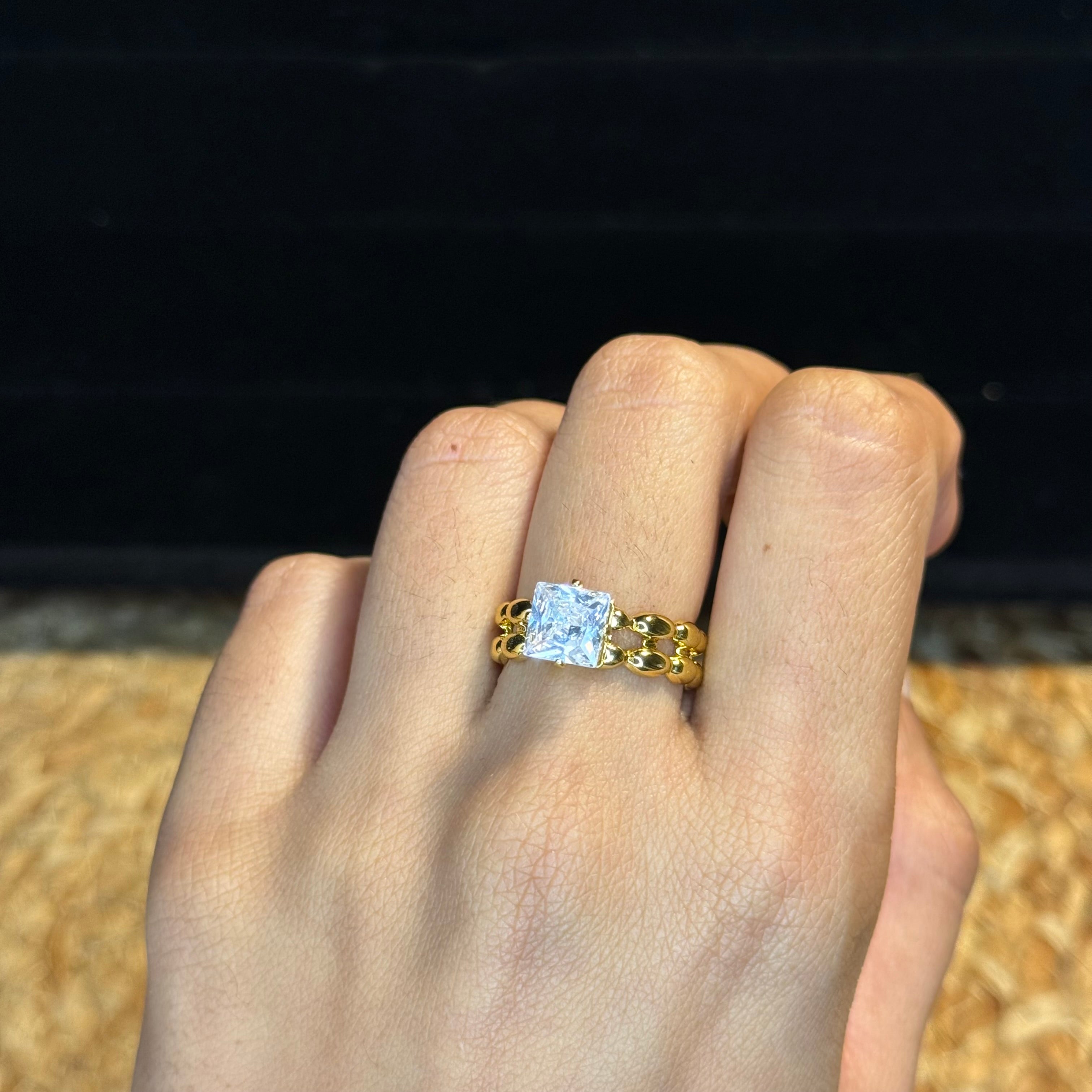 Princess Bubble Band Solitaire Ring HOUSE OF LAILA