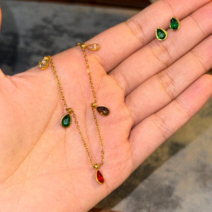 Spectrum Drop Necklace + Earring Set