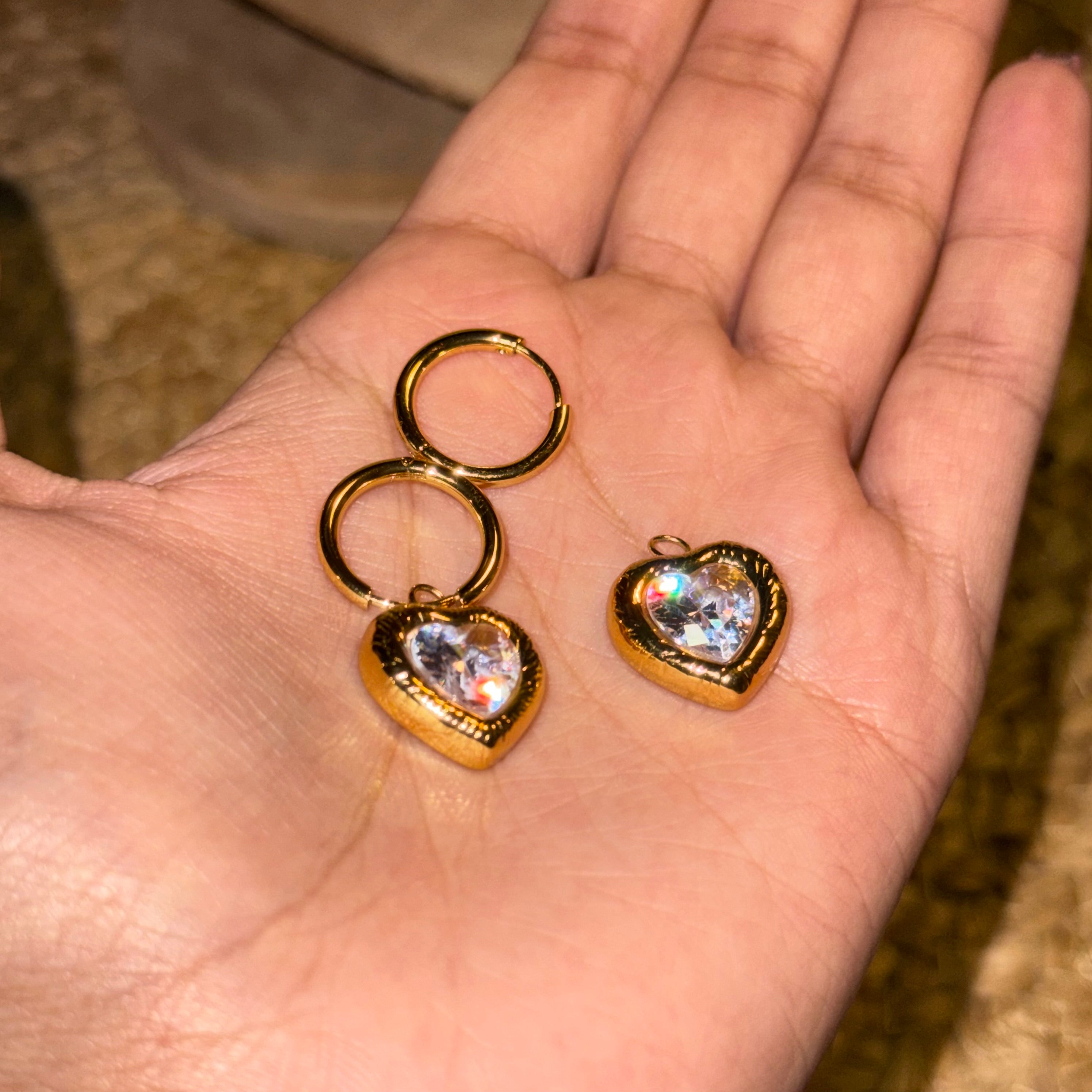 Sabrina Crystal Heart Hoops