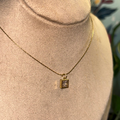 Classic Solitaire Square Necklace
