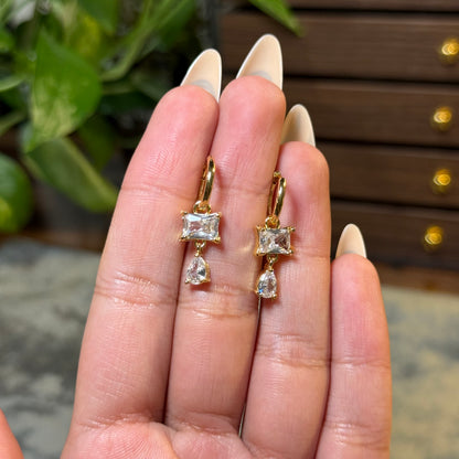 Prism Tiered Dangle Hoops