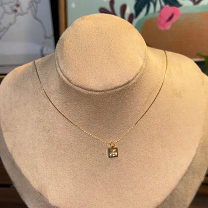 Classic Solitaire Square Necklace