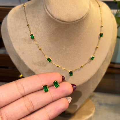 Verdant Quadra Necklace + Earring Set