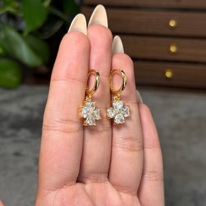 Clover Crystal Dangle Hoops