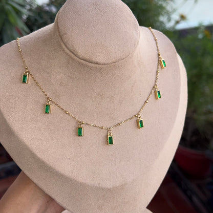 Jade Rectangle Drop Necklace + Earring Set