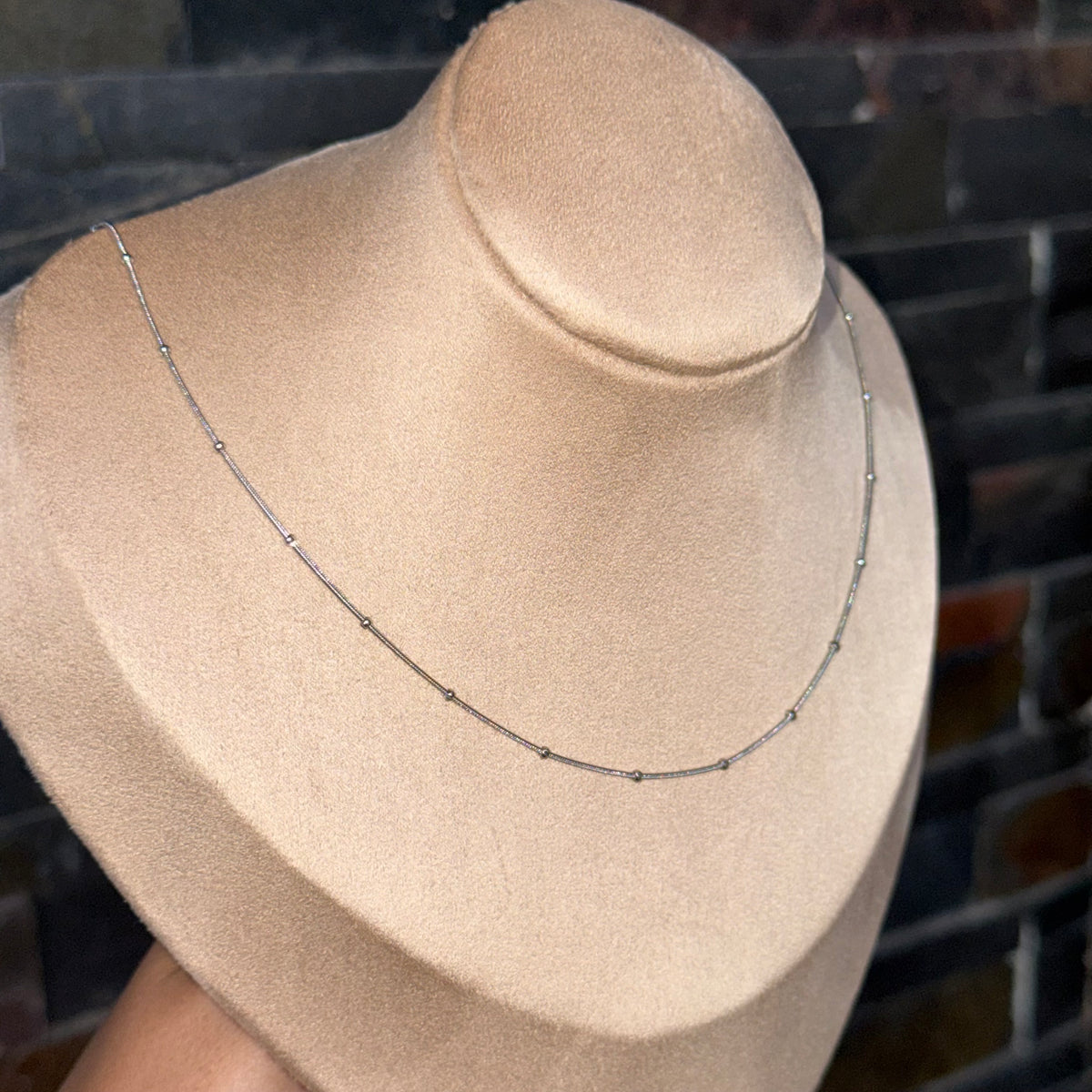 Stephanie Beaded Chain (Silver)
