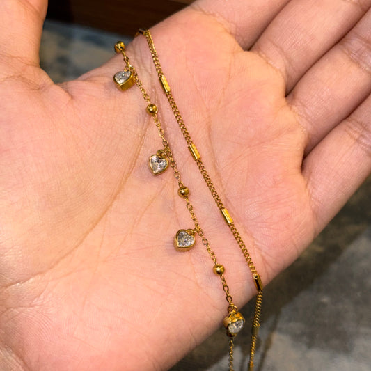 Cherished Heart Layered Chain Bracelet
