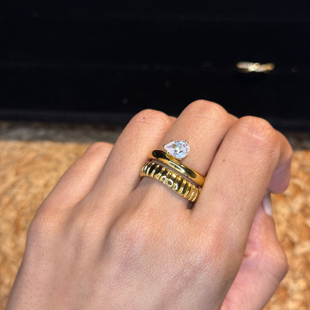 Pear Textured Solitaire Ring HOUSE OF LAILA