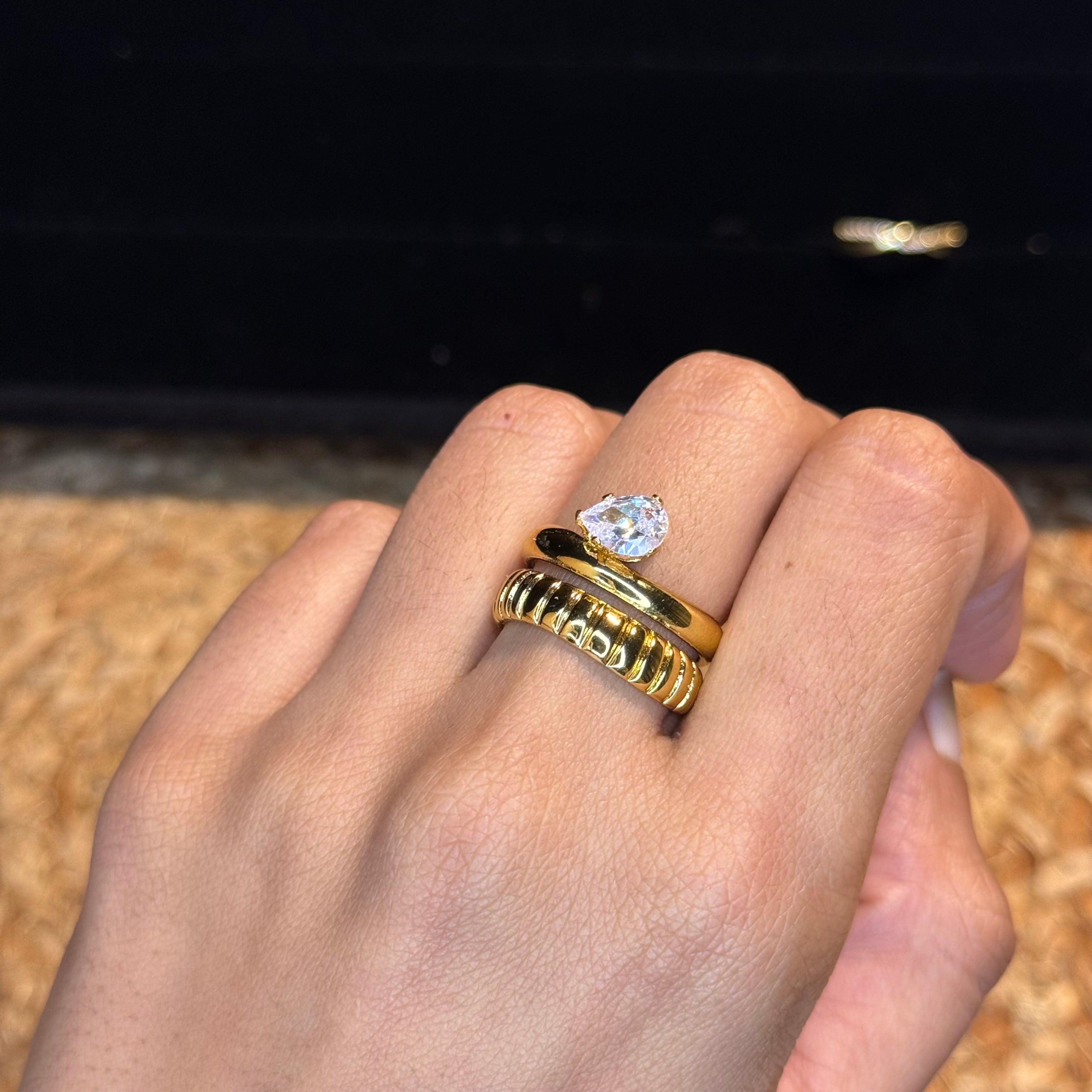 Pear Textured Solitaire Ring HOUSE OF LAILA