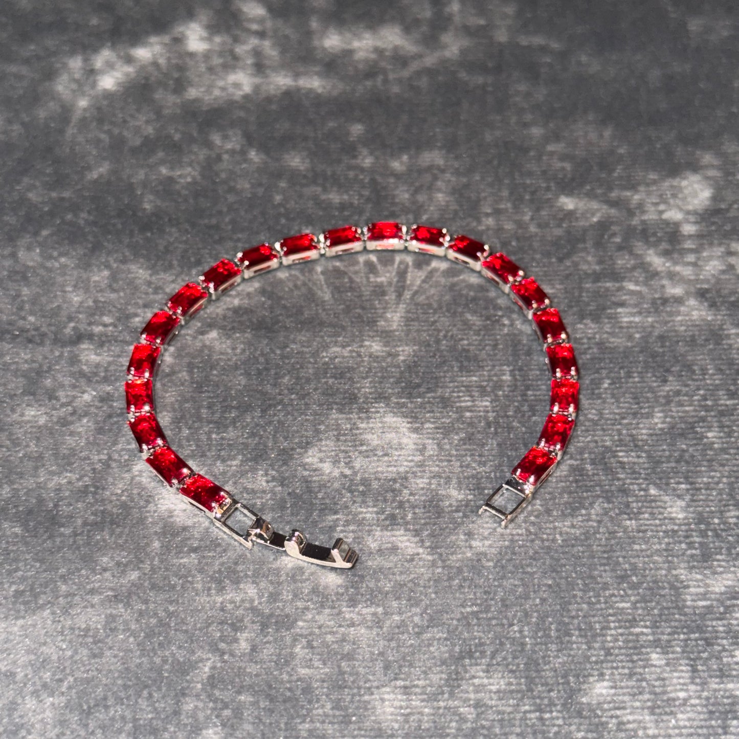 Crimson Horizon Baguette Tennis Bracelet