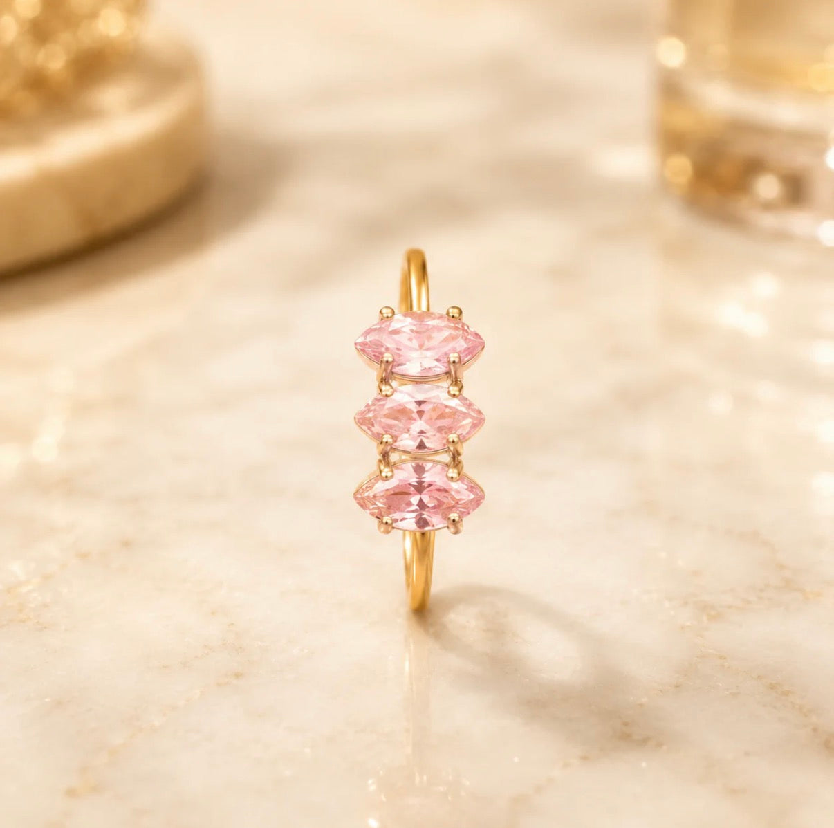 Rosé Petal Trio Ring