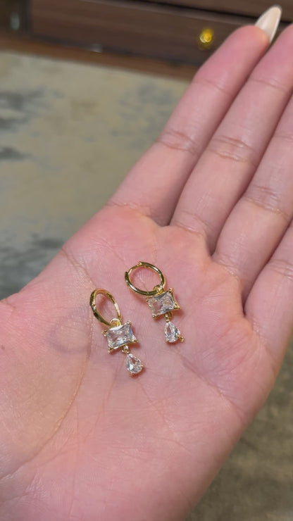 Prism Tiered Dangle Hoops
