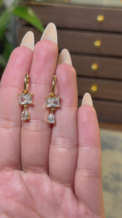 Prism Tiered Dangle Hoops