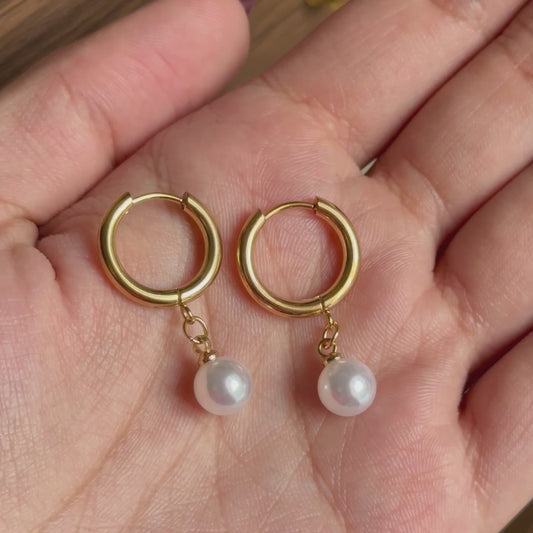Pearl Drop Hoops
